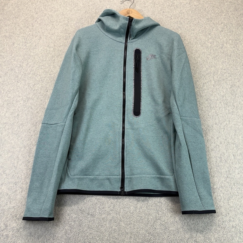 Nike Men's Tech Fleece Full Zip Hoodie Teal Green Black Size Small